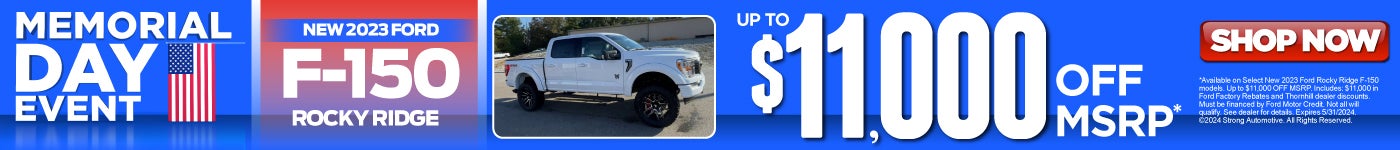new 2023 ford f150 rocky ridge get up to $11,000 off msrp | act now