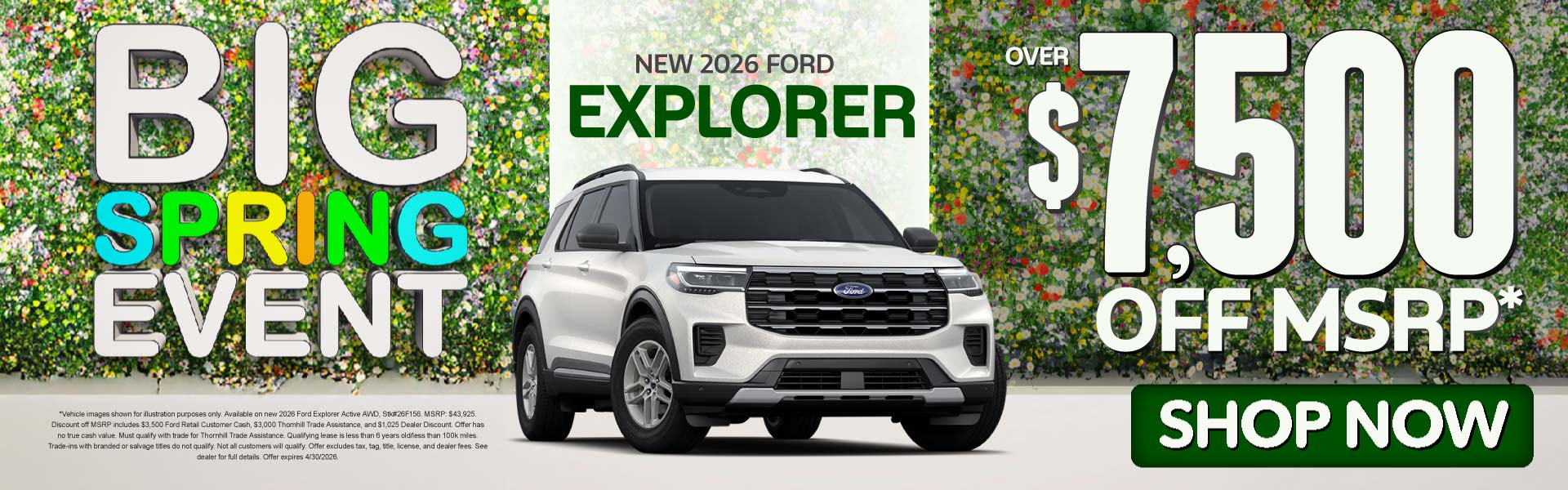 New 2026 Ford Explorer	Over $7,500 Off MSRP*