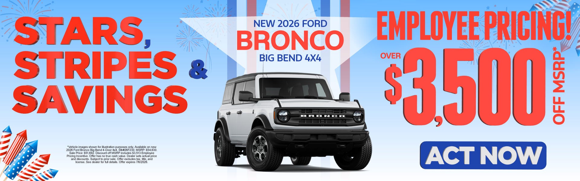 New 2026 Ford Bronco Big Bend 4x4	"Employee Pricing! Over $3