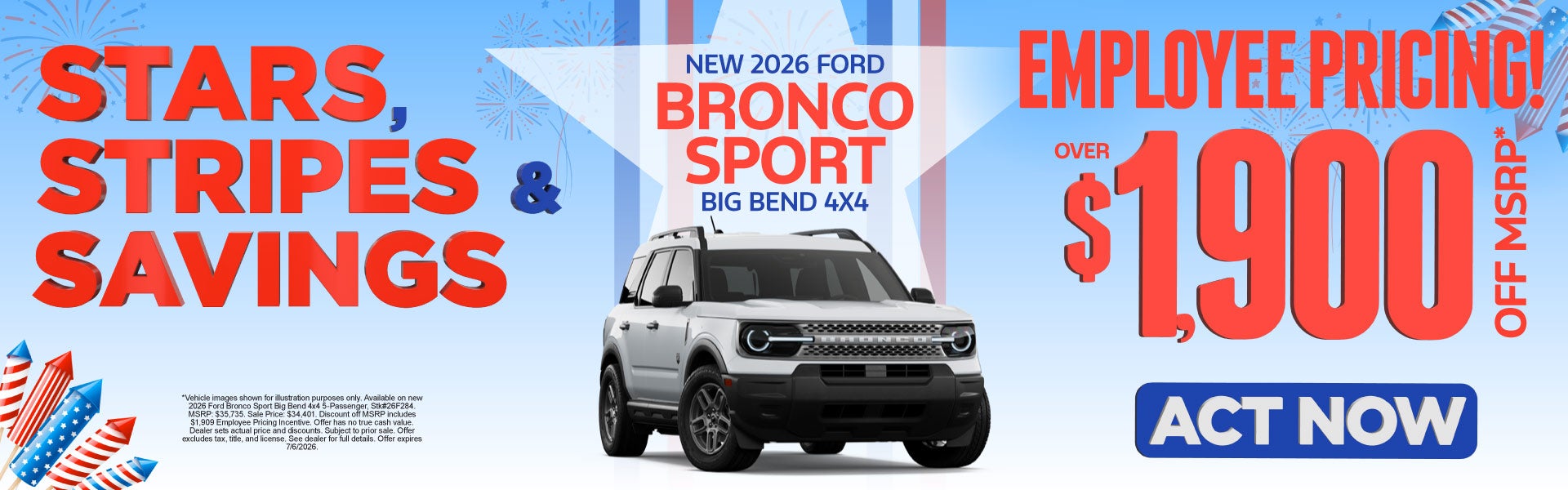 New 2026 Ford Bronco Sport Big Bend 4x4	"Employee Pricing! O