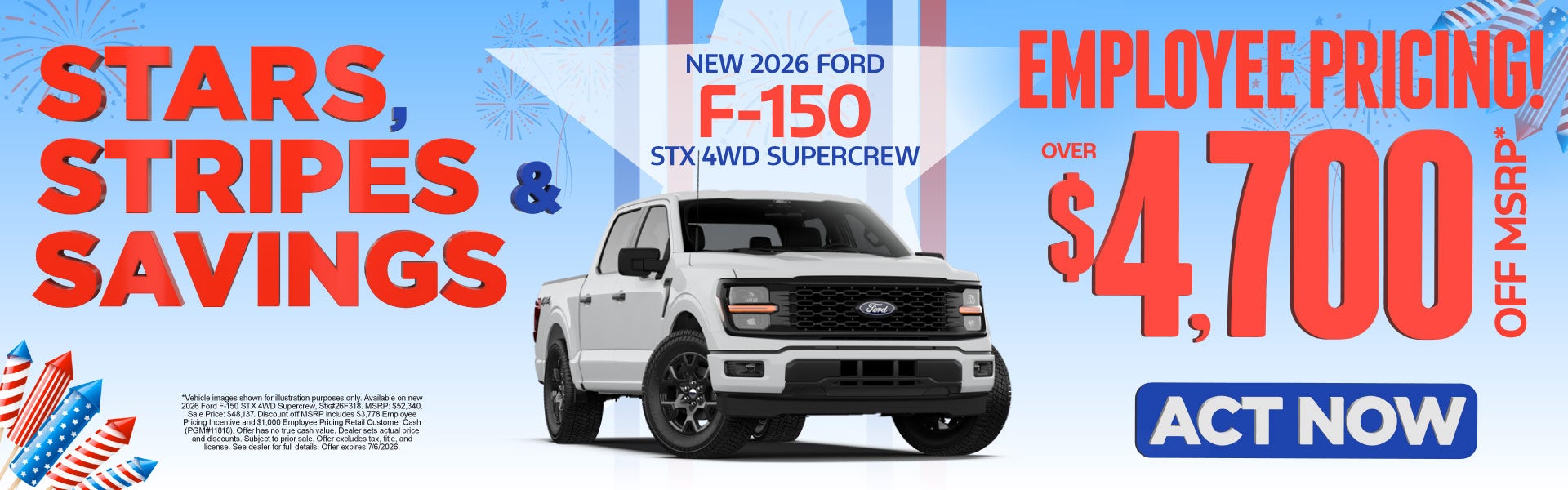 New 2026 Ford F-150 STX 4WD Supercrew	"Employee Pricing! Ove