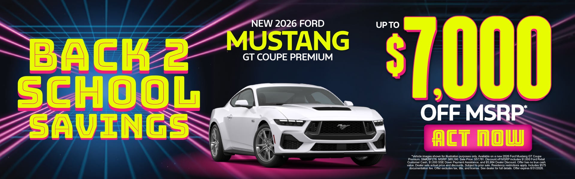 New 2026 Ford Mustang GT Coupe Premium	Up to $7,000 Off MSRP