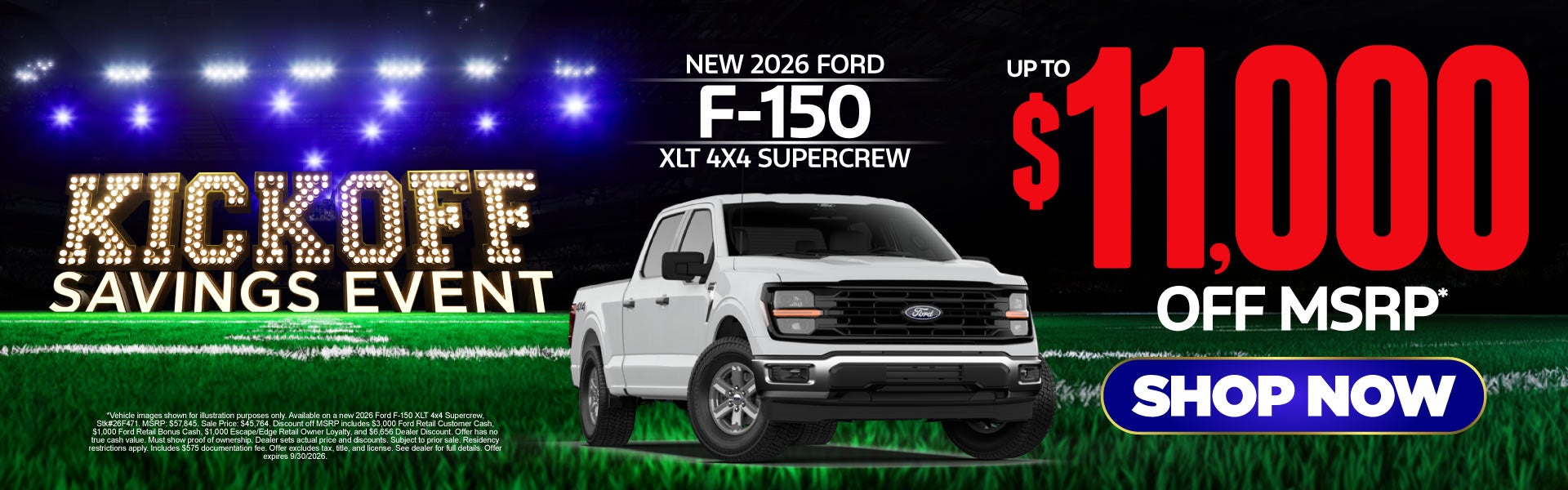 New 2026 Ford F-150 XLT 4x4 Supercrew	Up to $11,000 Off MSRP