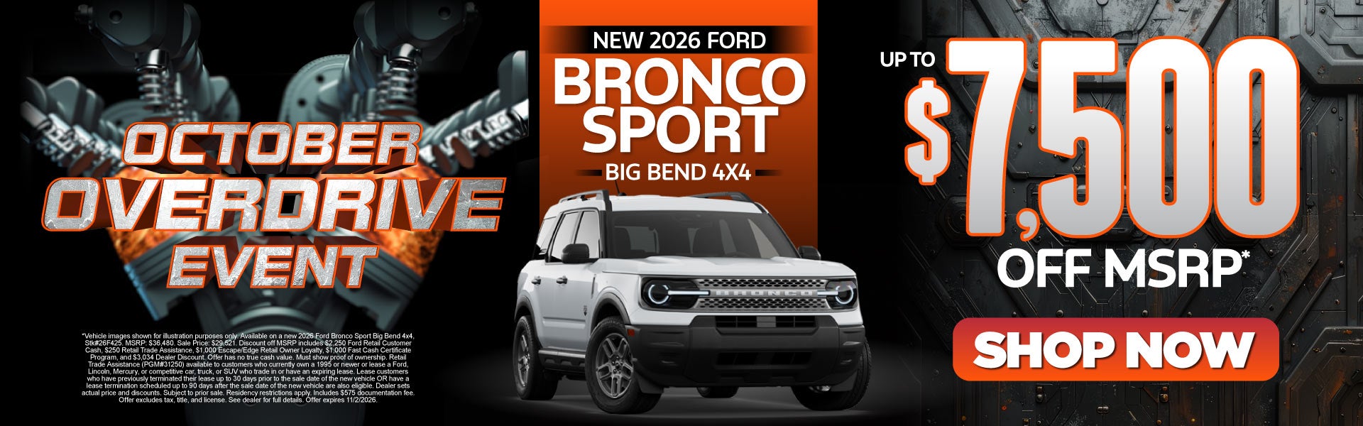 New 2026 Ford Bronco Sport Big Bend 4x4	Up to $7,500 Off MSR
